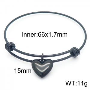 Stainless Steel Women's Black Retractable Heart Bracelet - KB163852-Z