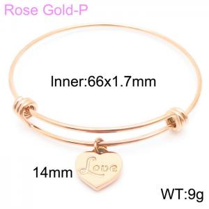 Stainless Steel Women's Rose Gold Telescopic English Letter LOVE Heart Bracelet - KB163858-Z