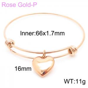 Stainless Steel Women's Rose Gold Telescopic Heart Bracelet - KB163859-Z