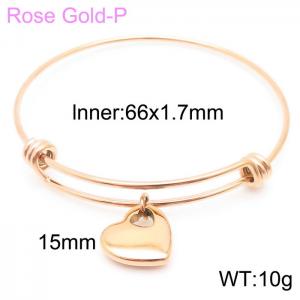 Stainless Steel Women's Rose Gold Telescopic Heart Bracelet - KB163860-Z