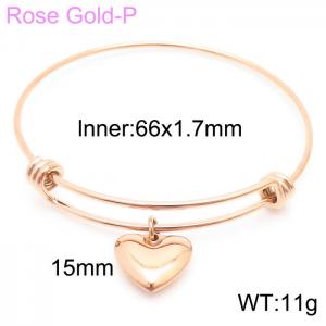 Stainless Steel Women's Rose Gold Telescopic Heart Bracelet - KB163861-Z