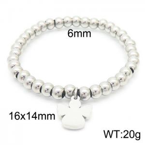 6mm Bead Chain Bracelet Women Stainless Steel 304 With Angelic Charms Bracelet Silver Color - KB163887-Z