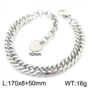 8mm Cuban Chain Bracelet Women 304 Stainless Steel With 5cm Extension Chain Bracelet Silver Colors - KB163926-Z