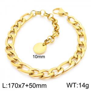 7mm 3 in 1 Figaro Chain Bracelet Women 304 Stainless Steel With 5cm Extension Chain Bracelet Gold Colors - KB163933-Z