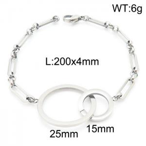 4mm Chain Bracelet Women 304 Stainless Steel With Double Loop Charm Bracelet Silver Colors - KB163949-Z