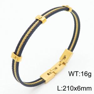 Gold and black wire rope woven multi-layer men's bracelet - KB164010-KLHQ