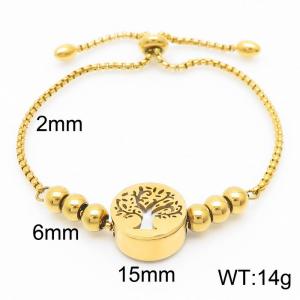 Women's adjustable gold-plated stainless steel life tree bracelet - KB164114-Z