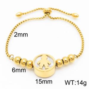 Stainless steel cartoon doll lady adjustable gold-plated bracelet - KB164115-Z