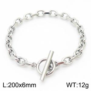 6mm20cm=Lovers' Personalized Stainless Steel OT Buckle Trimmed O-shaped Chain Bracelet - KB164146-Z