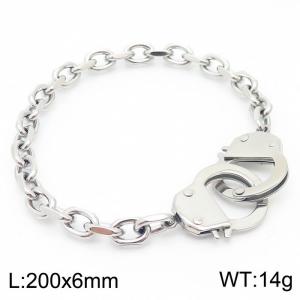 6mm20cm=Lovers' Personalized Stainless Steel Open Handcuffs Trimmed O-shaped Chain Bracelet - KB164147-Z