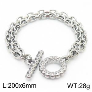 6mm20cm=Couple Style Personalized Stainless Steel Skull OT Buckle Cut Edge O-shaped Chain Bracelet - KB164148-Z