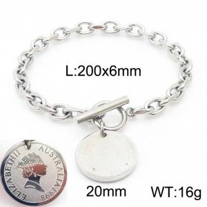 6mm20cm=Handmade stainless steel women's cut edge O-ring chain Simple Elizabeth bracelet - KB164154-Z