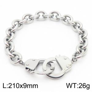 9mm21cm=Couple style personality can open handcuffs O-chain silver bracelet - KB164157-Z