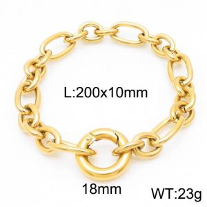 10mm20cm=Japanese and Korean Style Men's and Women's O-shaped Chain Smooth Snap Ring Buckle Gold plated Bracelet - KB164158-Z