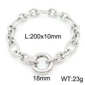 10mm20cm=Japanese and Korean Style Men's and Women's O-shaped Chain Smooth Snap Ring Silver Bracelet - KB164159-Z