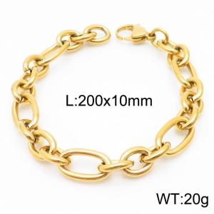 10mm20cmSimple men's and women's irregular O chain lobster clasp gold-plated bracelet - KB164166-Z