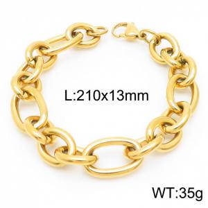 13mm21cmSimple men's and women's irregular O chain lobster clasp gold-plated bracelet - KB164168-Z