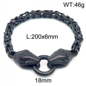 Rock punk style Zodiac Double Snake Head Imperial Chain stainless steel spring buckle bracelet for men - KB164513-Z