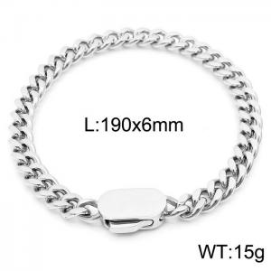 Stylish simple stainless steel Cuban chain neutral bracelet - KB164527-Z