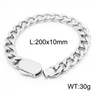 10mm Stainless Steel Link Chain Bracelet Men's Silver Color Hip Hop Jewelry Gift - KB164533-Z