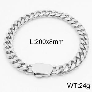 8mm Stainless Steel Cuban Chain Bracelet For Women Men Silver Color Hip Hop Jewelry Gift - KB164539-Z