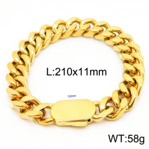 Stylish simple stainless steel Cuban chain men's bracelet - KB164547-Z