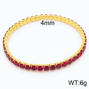 Hand make stainless steel simple style big deep red stone chain gold bracelet - KB164855-Z