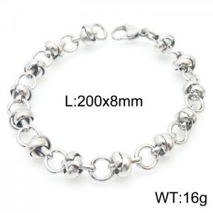 Simple ins style creative stainless steel pearl knotted chain men's and women's bracelets - KB165128-Z