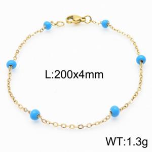 4mm Stainless Steel Gold Plated Bracelet with Blue Beads - KB165153-Z