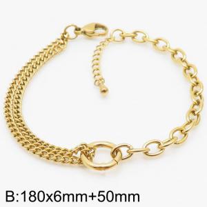 180mm Women Gold-Plated Stainless Steel Double Style Chains Bracelet - KB165309-Z