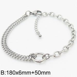 180mm Women Silver Color Stainless Steel Double Style Chains Bracelet - KB165313-Z