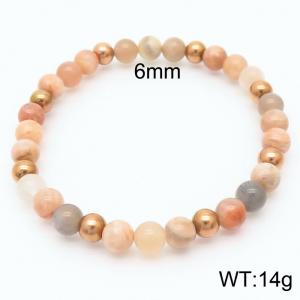 6mm Natural Gemstone Pink Round Beads Stretch Bracelet with pink beads - KB165562-Z