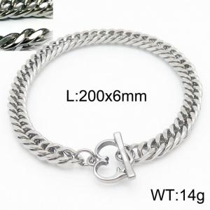 Trend men's stainless steel riding whip chain simple wind heart-shaped buckle bracelet - KB165889-ZZ