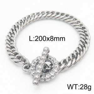 200X6mm Men Cuban Chain Bracelet with Punk Skull OT Clasp - KB165890-ZZ