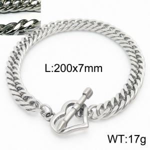 Trend men's stainless steel riding whip chain simple wind heart-shaped buckle bracelet - KB165894-ZZ