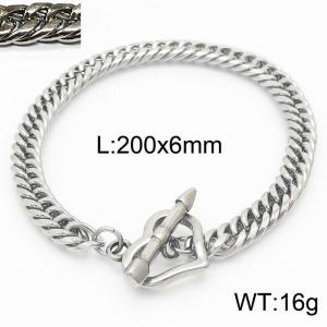 200X6mm Men Cuban Chain Bracelet with Romantic Cupid Arrow&Heart OT Clasp - KB165895-ZZ