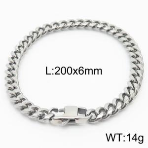 6mm Silver Color Stainless Steel Cuban Link Chain Bracelets For Women Men - KB165951-ZZ