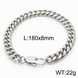 180x8mm Stainless Steel 304 Cuban Curb Chain Bracelet Men Fashion Party Jewelry - KB165956-ZZ