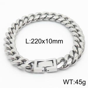 220x10mm Stainless Steel 304 Cuban Curb Chain Bracelet Men Fashion Party Jewelry - KB165967-ZZ