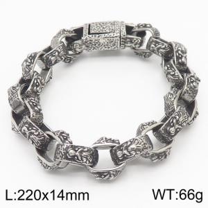 European and American personality retro punk men's titanium steel lion bracelet - KB166083-KJX
