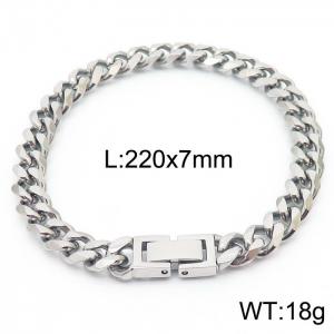 Stainless steel 220x7mm cuban chain fashional clasp classic silver bracelet - KB166145-ZZ