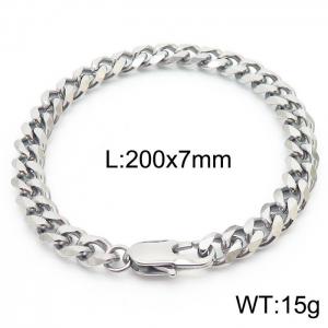 Stainless steel 200x7mm cuban chain  special clasp classic silver bracelet - KB166153-ZZ