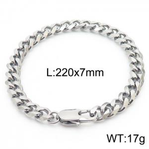 Stainless steel 220x7mm cuban chain  special clasp classic silver bracelet - KB166154-ZZ