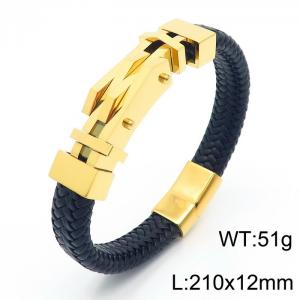 Personality titanium steel ornaments fashion casual unisex leather rope bracelet - KB166235-KFC