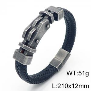 Personality titanium steel ornaments fashion casual unisex leather rope bracelet - KB166236-KFC