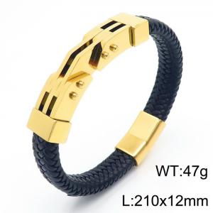 Personality titanium steel ornaments fashion casual unisex leather rope bracelet - KB166260-KFC