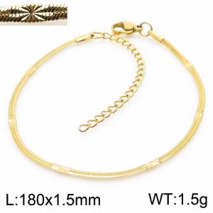 1.5mm Gold Plating Stainless Steel Herringbone bracelet with Special Marking - KB166316-Z