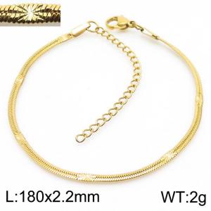 2.2mm Gold Plating Stainless Steel Herringbone bracelet with Special Marking - KB166319-Z