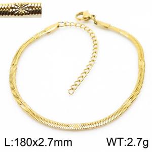 2.7mm Gold Plating Stainless Steel Herringbone bracelet with Special Marking - KB166322-Z