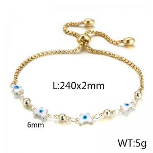 Fashion 18K Gold Plated Copper Adjustable Bracelets White Butterfly Eye Beads Satellite Chain - KB166602-Z